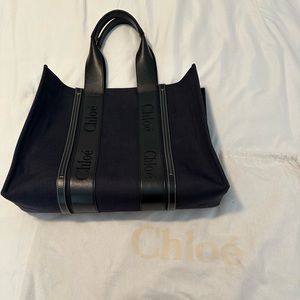 Chloe Woody Large Canvas and Leather Tote